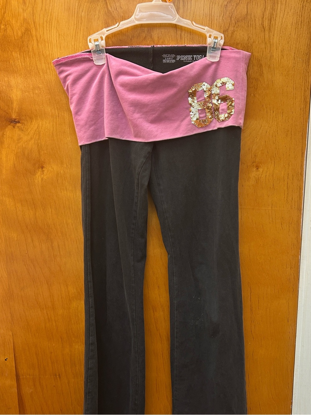 Victoria's Secret PINK Black Leggings with Pink Fold-Over Waistband